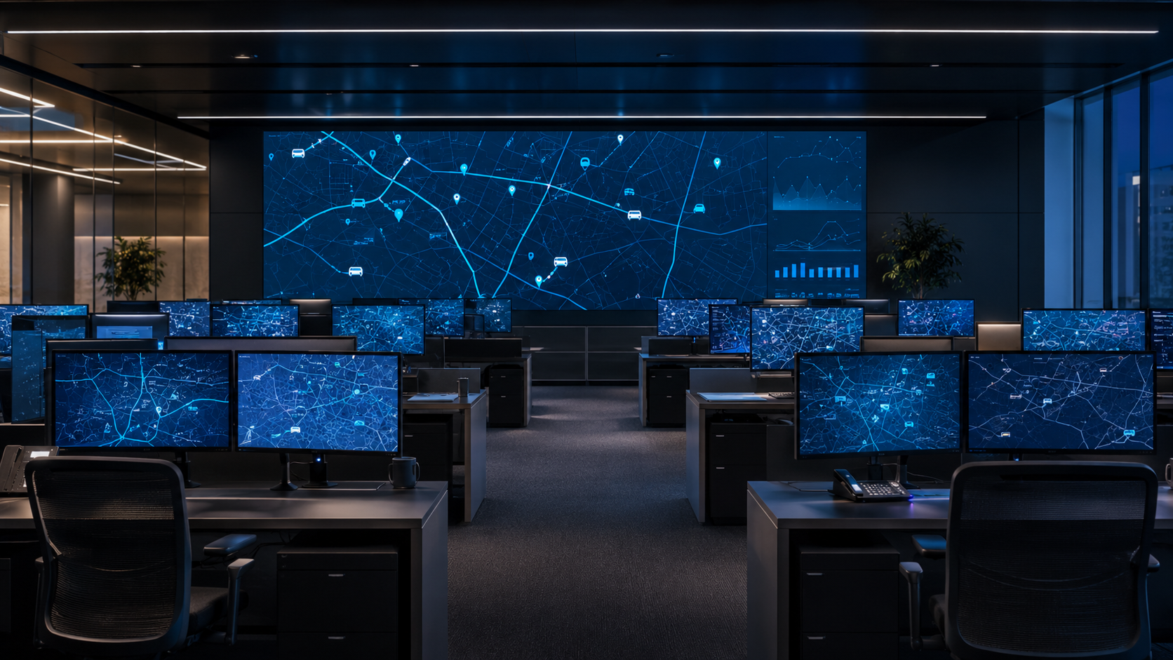 Centro moderno de monitoreo de flotillas